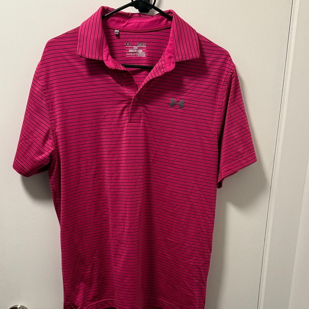 Under Armour Men's Golf Polo in Vibrant Pink and Black